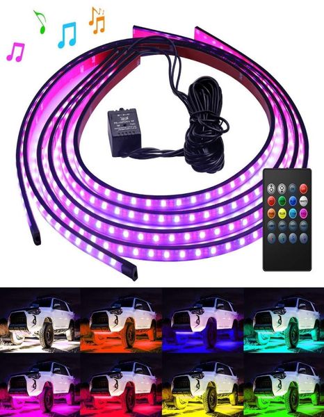 Govee Lot de 4 bandes lumineuses LED pour voiture - 8 couleurs - Lumières d'accentuation au néon - Synchronisation avec la musique - Télécommande sans fil - 7347926