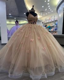 Jurk roze lieverd bal quinceanera jurken voor meisjes kristal 3d bloemen verjaardagsfeestjurken vaze back -back afstuderen prom s