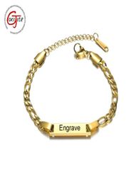 Goxijite Trendy Custom graver Name Name Bracelet Fomen Kid Kid en acier inoxydable Date Réglable Chaîne Cadeau Cadeau 6483177