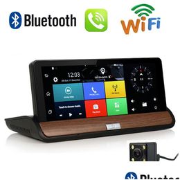 Accesorios para automóviles GPS 7 pulgadas FL HD 1080P 3G Wifi Cámara de vista trasera Android 5.0 Coche DVR G-Sensor 16 GB Bluetooth Sistema de navegación de doble lente Dhhjk