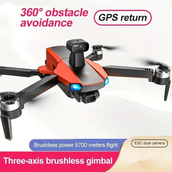 Drone GPS Drone sans balais Pixel Plate-forme panoramique anti-secousse à trois axes Drone de photographie aérienne Vol de 5,7 km FPV Batterie faible Retour automatique