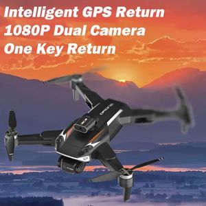 Drone GPS con control fácil de despegue con una sola tecla, retorno inteligente, potente motor sin escobillas, gran resistencia al viento, diseño plegable, 2 baterías recargables.