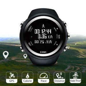 GPS Running Watch Men's Digital Sport Polshipwatch met Speed Distance Pace Alarm Calorie Teller stopwatch voor Ezon T031 Black