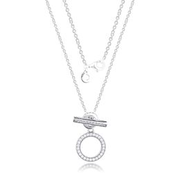 GPY Kettingen Dubbele Hoop T-Bar Ketting Sterling Zilver 925 Sieraden Dames Collare Mujer Naszyjnik Colar Joyas de Plata Q0531