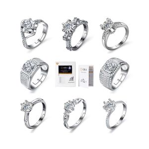 GRA Certificaat Wedding Set Sterling Sier Eternity VVS Diamond verloving Moissanite ringen voor vrouwelijke mannen