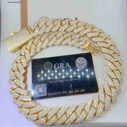 Gra certifié Vvs Moissanite 20mm pur argent Sterling collier chaînes glacé chaîne à maillons cubains