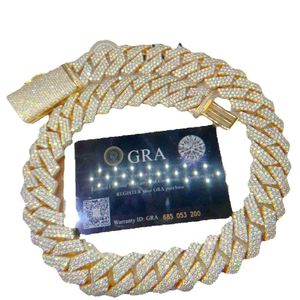 Gra certifié Vvs Moissanite 20mm pur argent Sterling collier chaînes glacé chaîne à maillons cubains