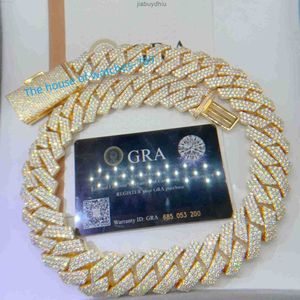 GRA Certificated VVS Moissanite 20mm Pure Sterling Silver kettingketens Iced Cuban Link Chain