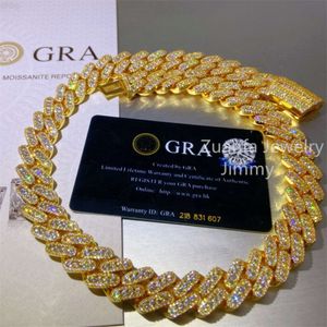 GRA -certificaten kunnen Diamond Tester Iced Out Cuban Link Shining VVS Moissanite ketting passeren