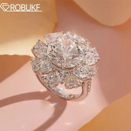 GRA Certifié 5CT Ring Big Diamond S925 STERLING Silver 18K plaqué pour les femmes Promis de fiançailles Bijoux de bandes de mariage 240412