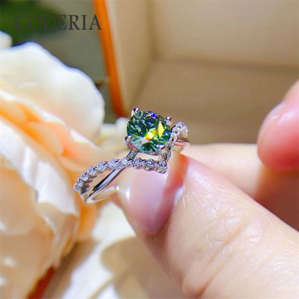 GRA Certifié Real Green Moisanite 1 Carat Star River Ring Pass Diamond Test 925 Sterling Silver Couple de fiançailles