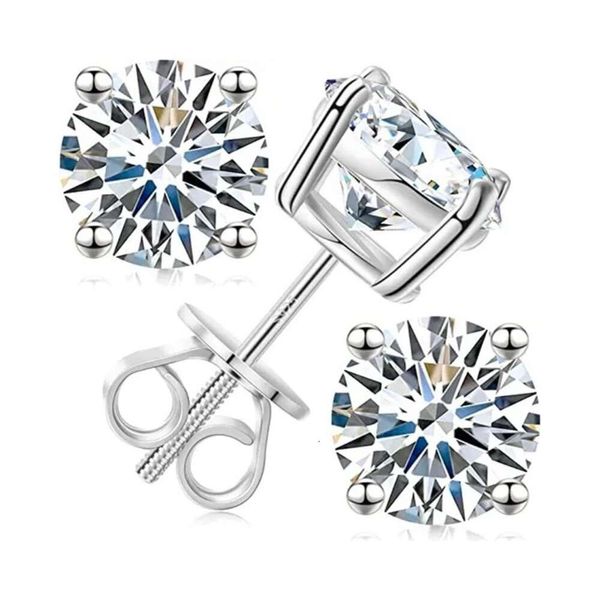 Gra Certified Sterling Sier Classic Four Claw para hombres y mujeres, Pendientes de diamantes Mosan con diseño de tornillo