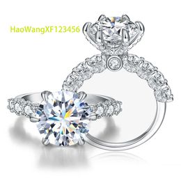GRA Certified VVS Real 5CT Big Big Moissanite Diamond Engagement Ring For Women 925 Sterling Silver avec Rhodium plaqué Fine bijoux