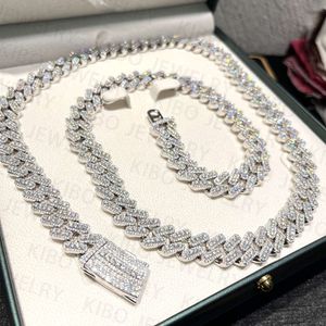 GRA HIP Hop aangepaste ketting 15 mm 925 Sterling Silver Iced Out Moissanite Cuban Link