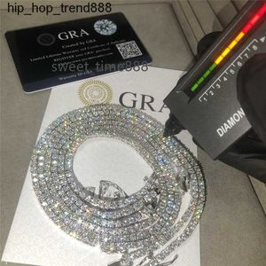 Collier en argent 925 diamant Hip Hop bijoux 3mm - 6mm créateur de bijoux pour femmes Tennis chaîne Bracelet Pass Tester