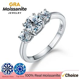 GRA – bagues de mariage en diamant de couleur D pour femmes, en argent Sterling 925, brillant, 1CT, Original, bijoux fins de luxe de qualité, 240113