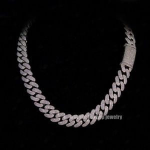 GRA Vérifié Bussdown Hiphop Chain S925 Silver 18 mm 4 rangées Excellent collier cubain à coupe diamant à coupe rond pour hommes