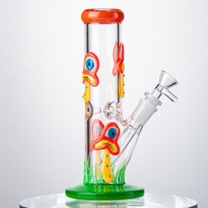 8 inch waterpijpjes gloeien in de donkere glazen bong rechte perc 18mm vrouwelijke gezamenlijke olie dab rigs 5mm dikke waterleidingen met diffused downstem schaal