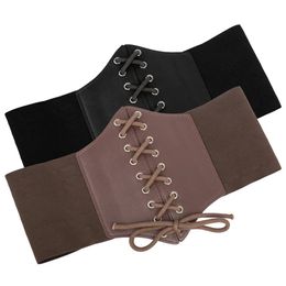 Grace Karin Corset Belt Lace Up Luxe Pu Leather Lady Girl Stretch Elastic Wide Cincher Taillband S3XL 240326