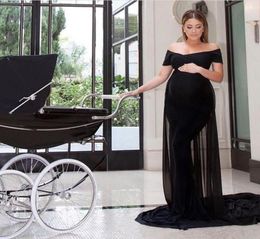 Grace Long Formal Maternity Dresses 2018 fuera del hombro Negro Embarazado Red alfombra Vestida de spandex Vestido barato4761922