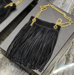 Grace kleine kettingtas in leer- en suede ontwerper luxe kettingriem kruislichaam verdubbeld schouder magnetische sluiting handtas verfraaiing meta Tassel Purse 08