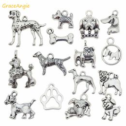 GraceAngie 15 pièces/lot mixte chiot chien breloques fabrication de bijoux collier pendentifs Bracelet breloques résultats de bijoux accessoire à créer soi-même