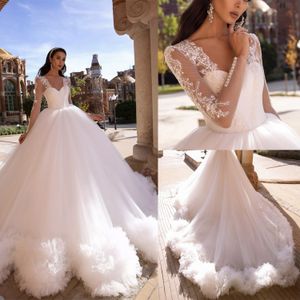 Gracieuse Une Ligne Robe De Mariée Chérie À Plusieurs Niveaux Tulle Ourlet En Dentelle Applique Robe De Mariée Balayage Train Robe De Novia Taille Personnalisée