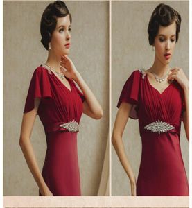 Sierlijke Bourgondische beroemdheid jurken Lange Vintage Elegante vloerlengte Vneck Formal Wear for Women Evening Jurken Cocktail Party 2967340