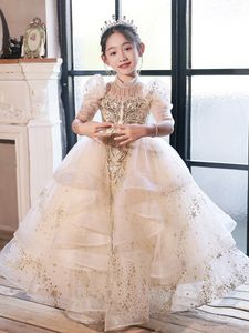 Robes de fille fleurie gracieuse pour le mariage en dentelle de dentelle pour les enfants en bas âge