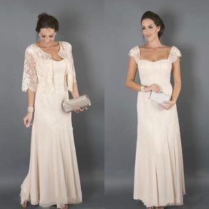 Graceful Mother of the Bride Robes Suits avec une veste en dentelle courte