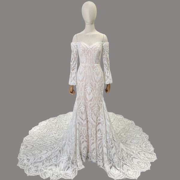 Elegante Vestido De Novia De encaje sin tirantes estilo romántico De sirena para Novia Vestido De Novia clásico hasta el suelo Vestido De Novia