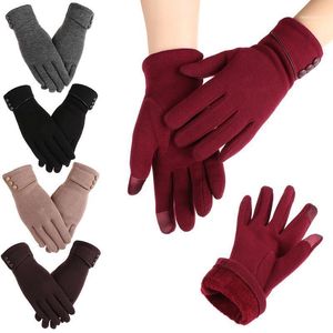 Sierlijke vrouwen touchscreen fleece gevoerde thermische wanten winter warme handschoenen rijden ski winddichte handschoenen1