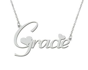 Gracie Nom personnalisé Collier personnalisé pour hommes garçons cadeau d'anniversaire meilleurs amis bijoux plaqué or 18 carats bijoux en acier inoxydable pendentif