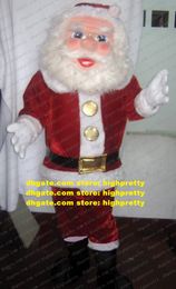 Gracieuse Mascotte Costume Rouge Kriss Kringle Père Noël Klause Père Noël Père Noël Avec Barbe Touffue Poilue Blanche No.360 Free Sh