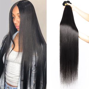 Vague de corps 30-38 pouces paquets de cheveux humains crus offres 10A Extensions de cheveux vierges Remy droite longue longueur