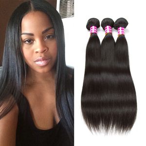 Grade 10a Bundles de cheveux humains droits brésiliens 100% non transformés indiens malaisiens vierges humides et ondulés extensions de cheveux humains couleur naturelle