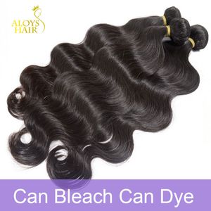 Grade 10A Braziliaanse Virgin Haar Body Wave Onverwerkte Ruwe Peruviaanse Indiase Maleisische Menselijk Haar Weave 3 / 4bundles Lot Natural Color Can Bleach