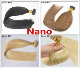 Grade 10 Dubbelgetrokken Dikte 100 Menselijk Remy Haar Nano Ring haarverlenging 05g per streng 200s per Lot DHL3360136