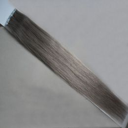 Extensions de singe de grade 8a gris 40pcs Extensions de cheveux de trame de peau Cheveux raides gris vierges Invisible Seamless Remy Tape in Extensions