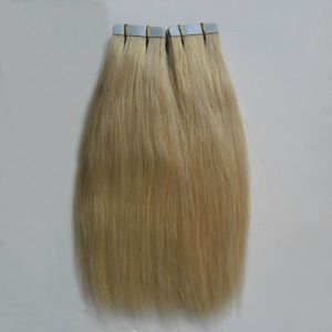 Grade 8A-tape Hair Extensions Blond 40 stks Huid inslag Hair Extensions Straight Geen Geur Onzichtbare Naadloze Remy Tape in Extensions