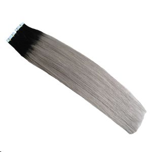 Grade 8A Non Transformé Pas Cher Humain Indien T1B/Gris Extensions de Bande Ombre 40 pcs Mme Cheveux 100g 18 