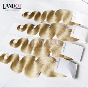 Graad 9a kleur 613 bleekblond Russische maagdelijk menselijk haar weefsels bundels Russische lichaamsgolf remy hair extensions 3/4 pc's kunnen alle kleuren verven