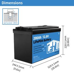 Grade A 200AH LFP batterie 12V intégré BMS cellule de phosphate de fer au lithium à cycle profond Lifepo4 pour les systèmes de stockage d'énergie solaire