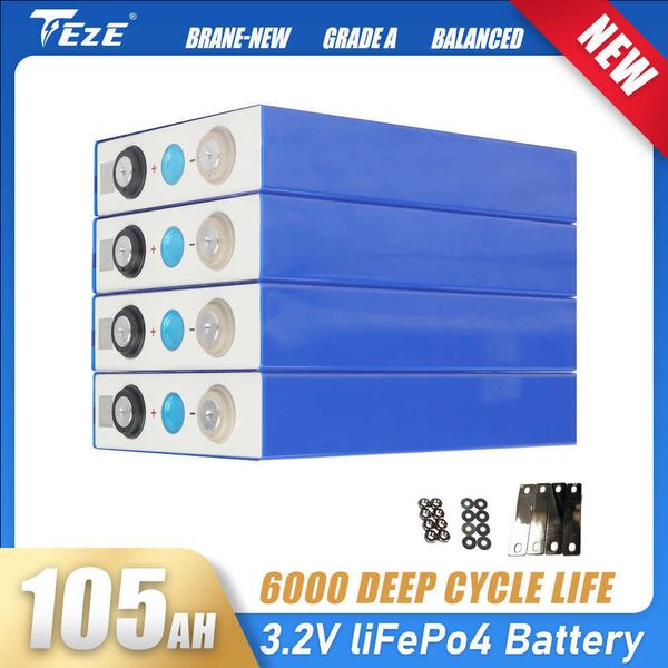 Batería Lifepo4 de grado A, 3,2 V, 100Ah, bricolaje, 12V, 24V, 48V, 105AH, paquete de batería recargable para RV, barco, carrito de Golf, sistema de almacenamiento Solar