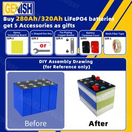 Grade A 3.2V LifePo4 105Ah 200AH 280AH 320AH Batterij LFP 6000 Cycle Cell Diy 12V 24V 48V voor RV EV Camper Vans Golfkarren geen belasting