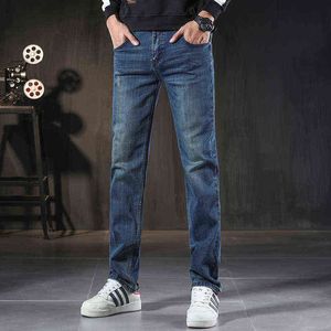 Grade High Herbst und Winter Herren Jeans verdickte schlanke gerade elastische große schwarze lose Markenhose