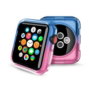 Gradiënt 2in1 Kleur Clear TPU Cases voor Iwatch 42 / 44mm 38 / 40mm Hoge kwaliteit Smart Horloge Transparante Case Cover