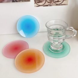 Gradiënt Acryl Onderzetters INS Antislip Ronde Cup Pad Eettafel Placemat Cafe Desktop Decor Ornamenten Keuken Kommatten