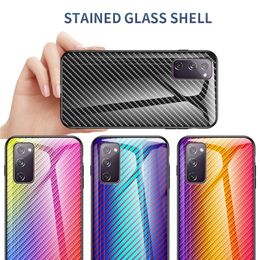 Gradiënt Carbon Fiber Glass Case voor Samsung Galaxy S20 FE LET OP 20 Ultra S20 Ultra S10 Plus A31 A71 A51 A70 A10 M31S