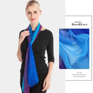 Gradiënt chiffon sjaal vrouwen lange wraps en sjaals dame mode lente herfst sjaals bandana hijab geleidelijke kleur 160x50cm